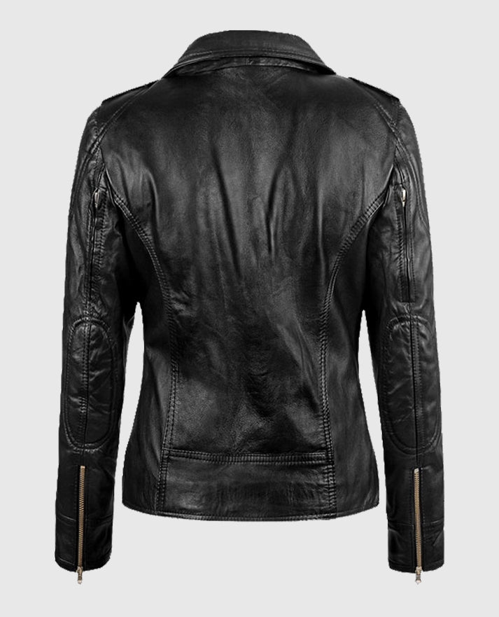 Sarah Connor Terminator Genisys Black Leather Biker Jacket
