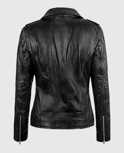 Sarah Connor Terminator Genisys Black Leather Biker Jacket