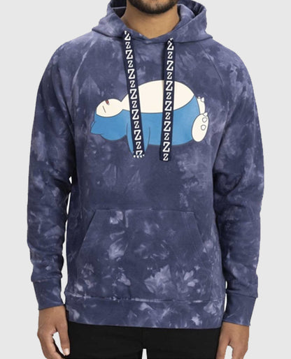 Snorlax Blue Mineral-Wash Pullover Hoodie