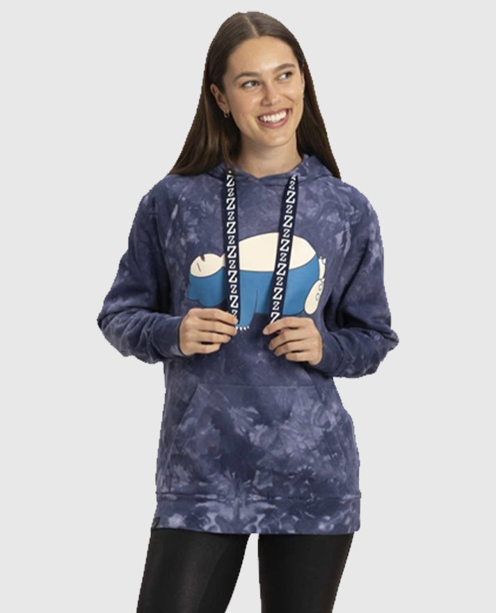 Snorlax Navy Blue Mineral-Wash Pullover Hoodie