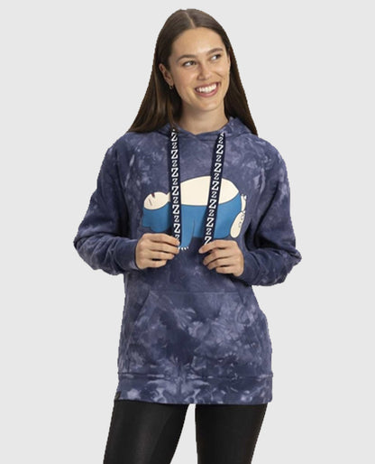Snorlax Navy Blue Mineral-Wash Pullover Hoodie