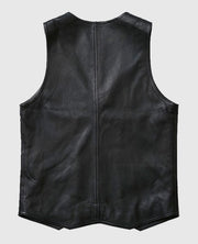 Stylish V-Neck Black Leather Vest for Men