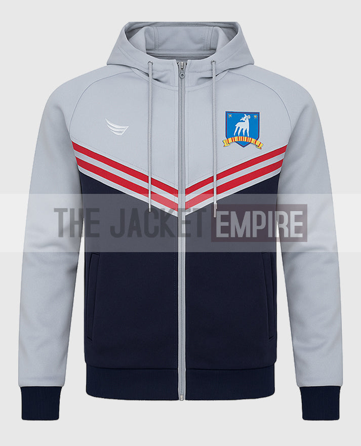 Ted Lasso Gray Track  Grey and Blue Jacket