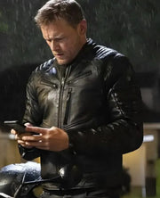 The Couple Next Door 2023 Sam Heughan Black Leather Jacket