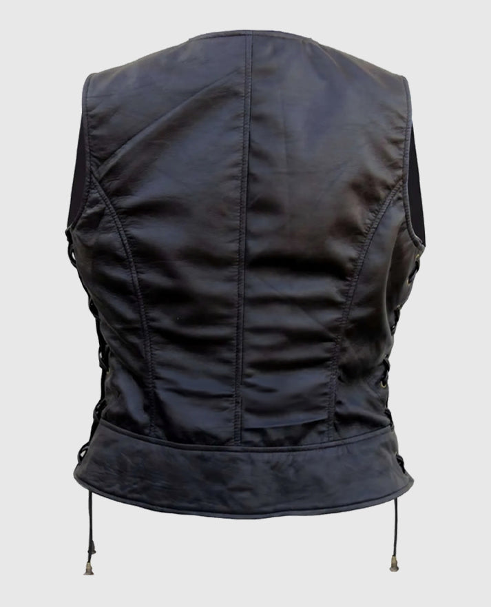 The Walking Dead Michonne Leather Vest for women In Brown