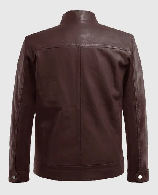 Thunder Storm Biker Burgundy Leather Jacket