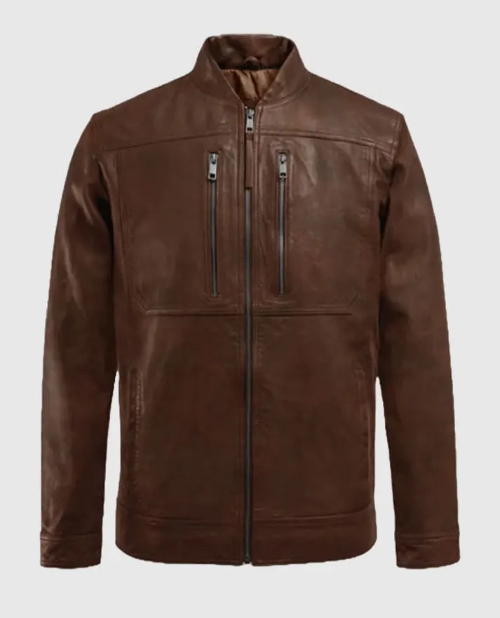 Thunder Storm Spanish Brown Biker Leather Jacket For Men
