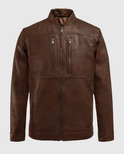 Thunder Storm Spanish Brown Biker Leather Jacket For Men