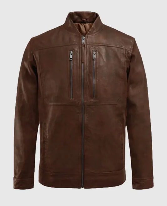 Thunder Storm Spanish Brown Biker Leather Jacket For Men