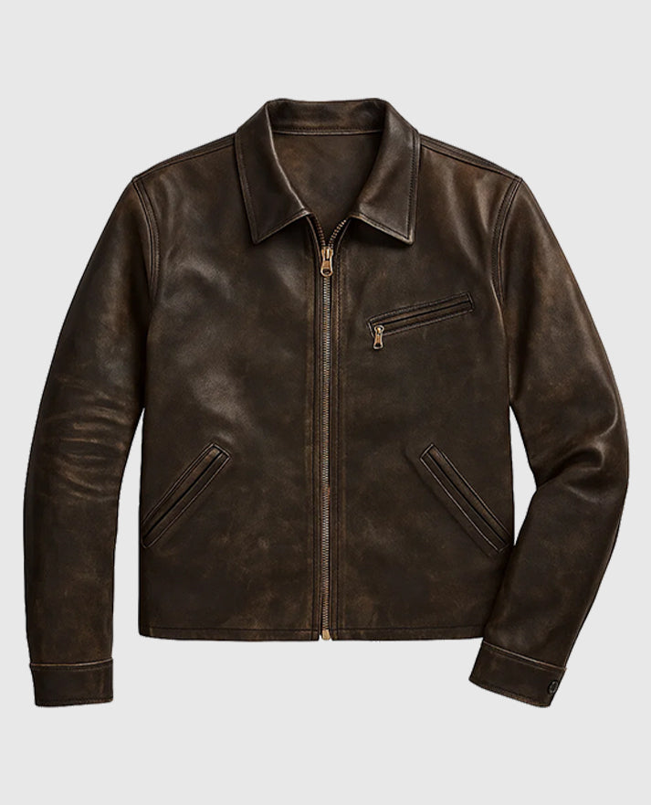 Tom Cruise Paris Olympics 2024 Leather Brown Jacket