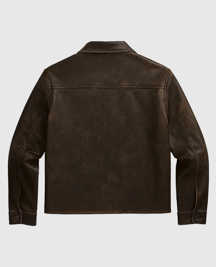 Tom Cruise Paris Olympics 2024 Leather Jacket in Brown