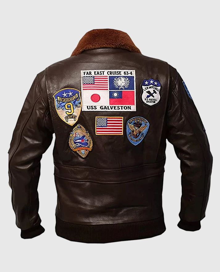 Top Gun Tom Cruise Leather Bomber Brown Jacket