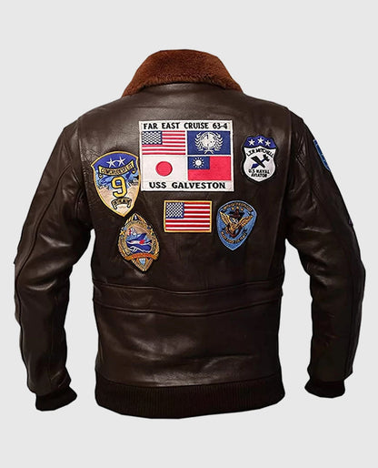 Top Gun Tom Cruise Leather Bomber Brown Jacket