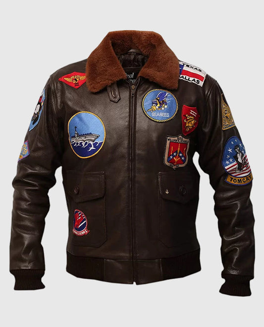 Top Gun Tom Cruise Leather Bomber Jacket