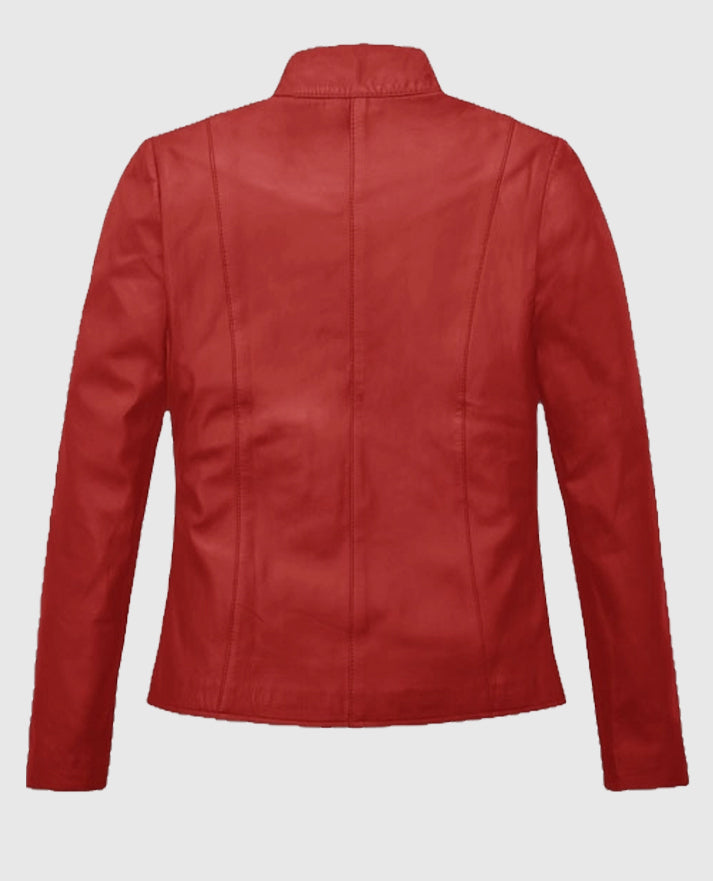 Whitney Houston Red Leather Moto Jacket