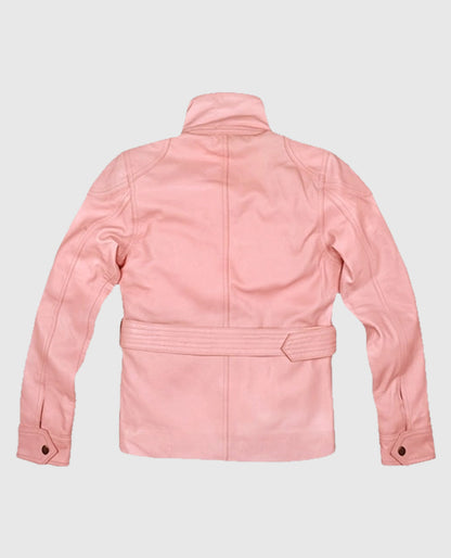 Womens Light Leather Pink Jacket
