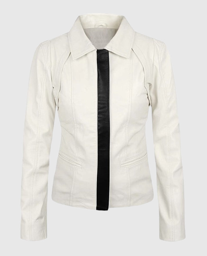 Women's Off-White Shirt-Style Leather Jacket