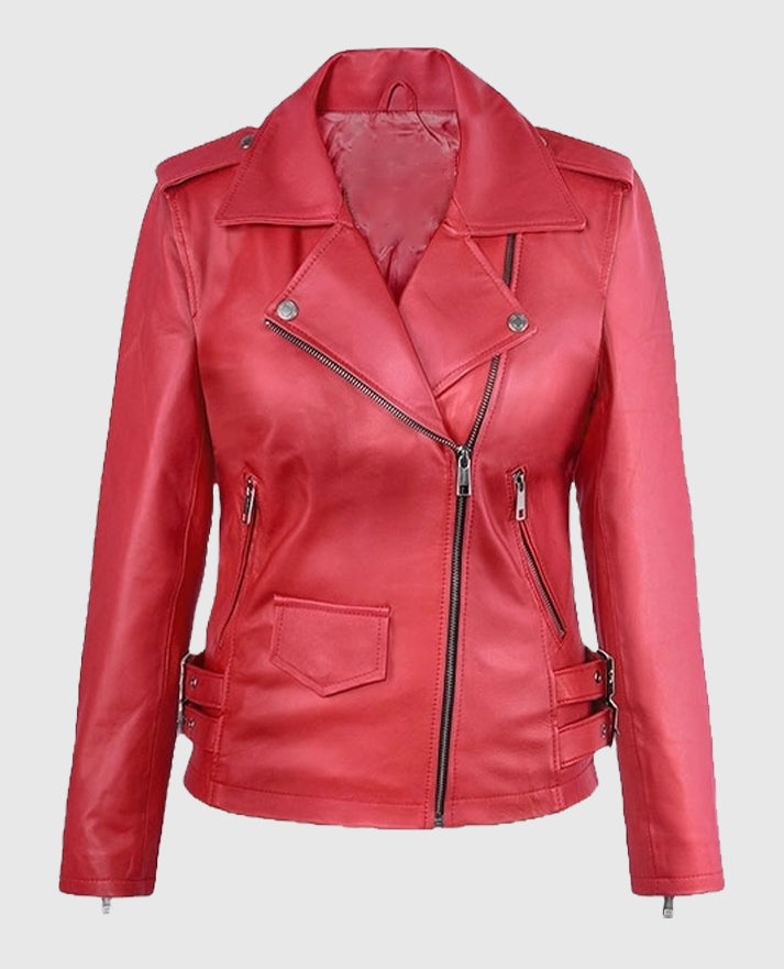 Women’s Soft Raspberry Red Leather Jacket