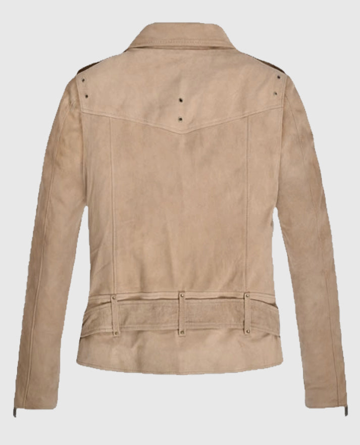 Women's Beige Suede Leather Jacket