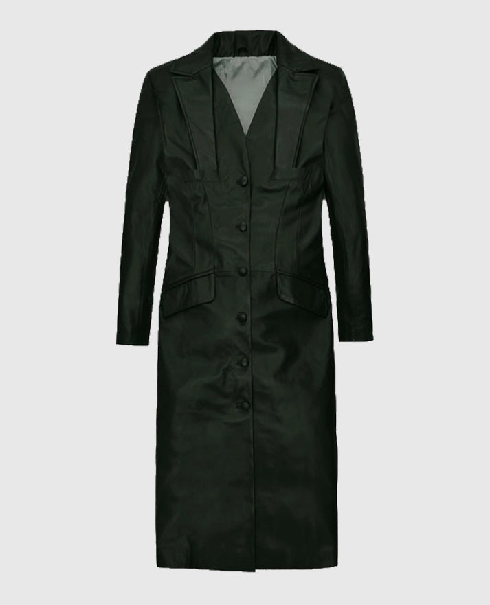 Women’s Chelsea Black Leather Long Coat