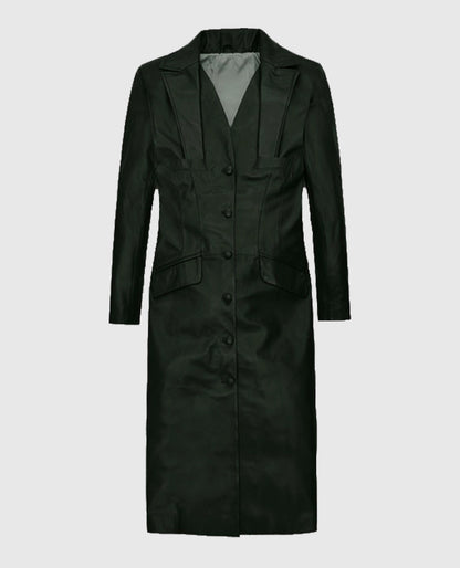 Women’s Chelsea Black Leather Long Coat