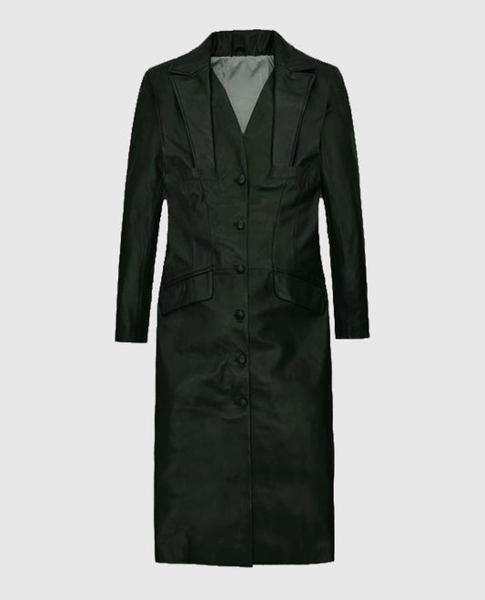 Women’s Chelsea Black Leather Long Coat