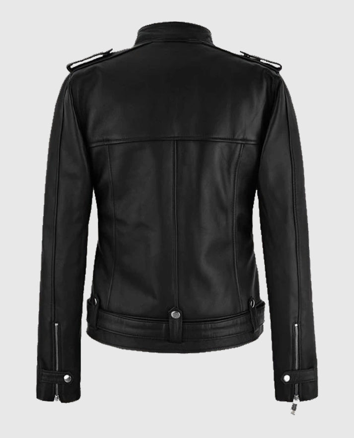 Womens Chic Rider Leather Biker Jacket