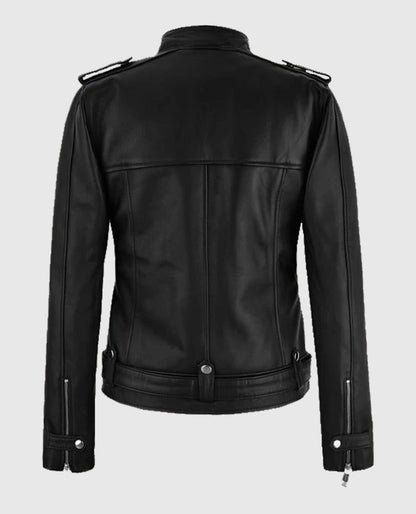Womens Chic Rider Leather Biker Jacket