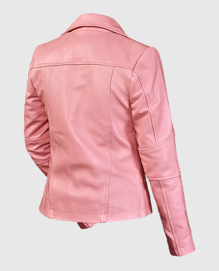 Womens Leather Pink Biker Jacket