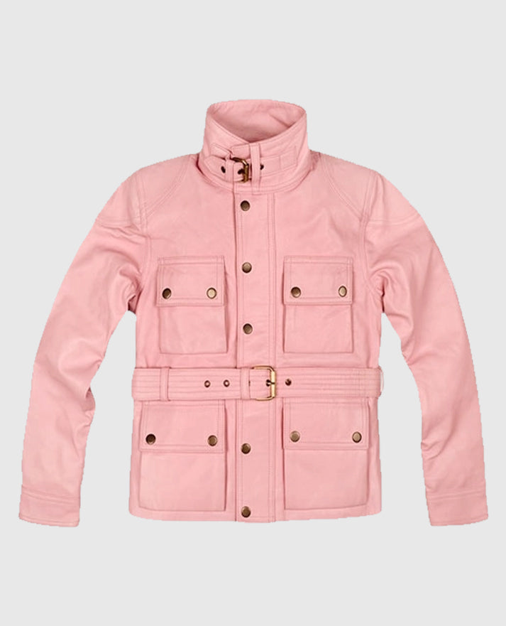 Women’s Light Pink Leather Jacket