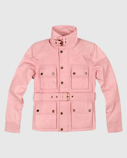 Women’s Light Pink Leather Jacket