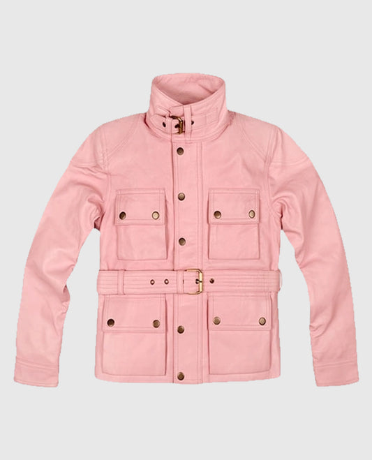 Women’s Light Pink Leather Jacket