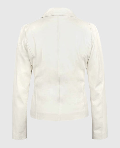 Womens Off-White Shirt-Style Leather Jacket