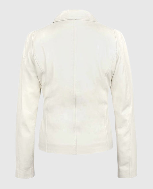 Womens Off-White Shirt-Style Leather Jacket