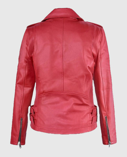 Womens Soft Raspberry Red Leather Jacket