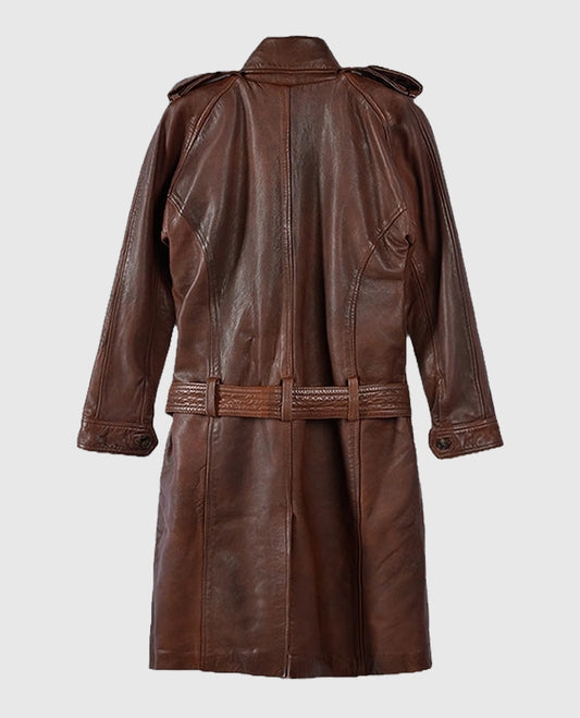 Womens Spanish Brown Leather Long Coat