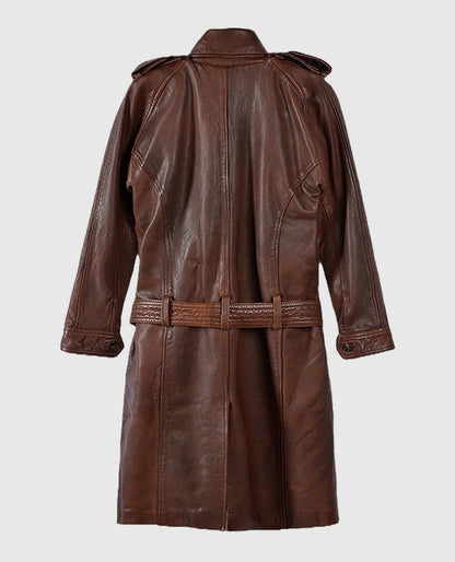 Womens Spanish Brown Leather Long Coat