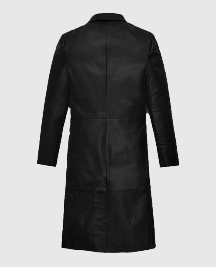 Zoe Kravitz Leather Black Long Coat