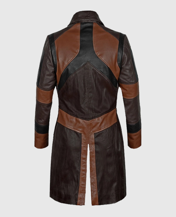 Zoe Saldana Guardians of the Galaxy Vol 2 Leather Brown Coat